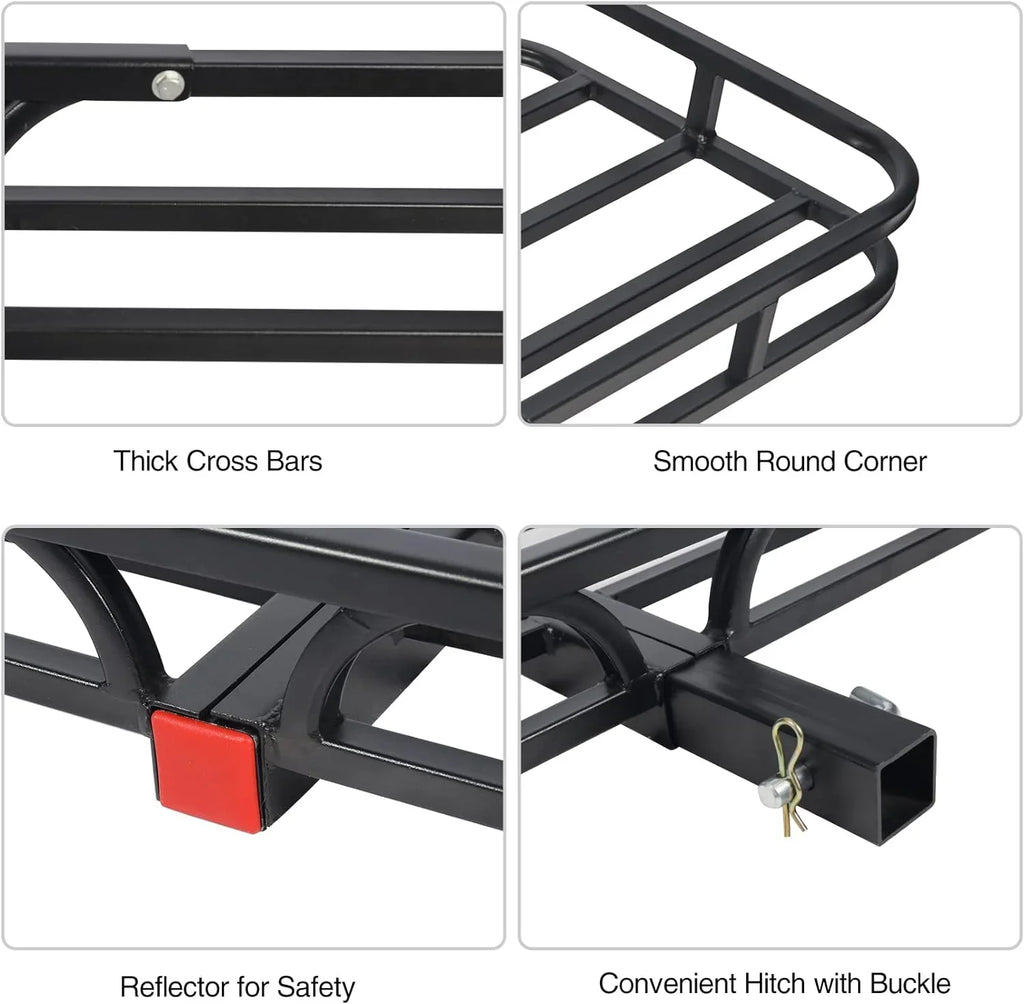 REDCAMP Folding Hitch Cargo Carrier Basket 500 lbs, 53" x 19.3" x 4" Trailer Hitch Luggage Rack for SUV, Truck, Cars, Small