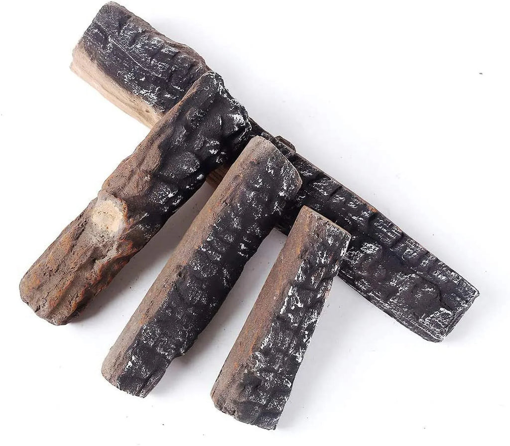 Gas Logs 4pcs Gas Fireplace Logs Set of Ceramic Wood Logs. Use in Fireplaces & Fire Pits