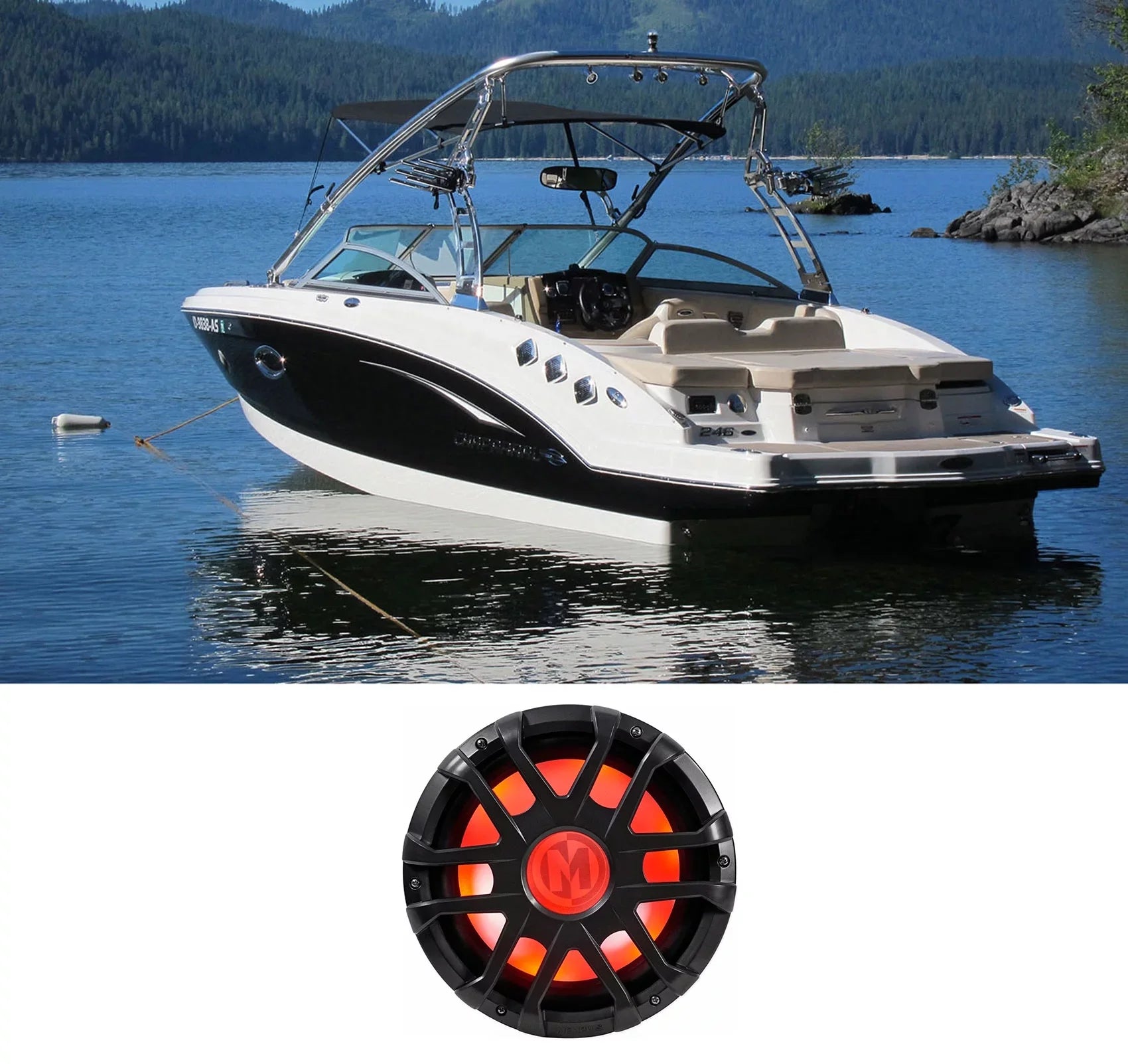 Memphis Audio MXA1044 10" 500 Watt LED Dual 4-Ohm Marine Subwoofer Boat Sub