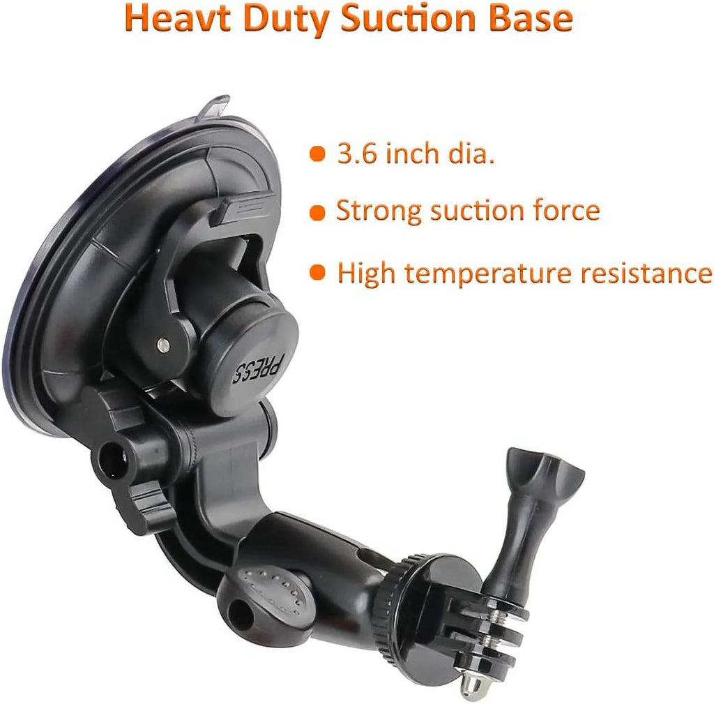 Heavy Duty Camera Car Windshield Mount with 1/4-20 Adapter for GoPro Hero Series and All Cameras