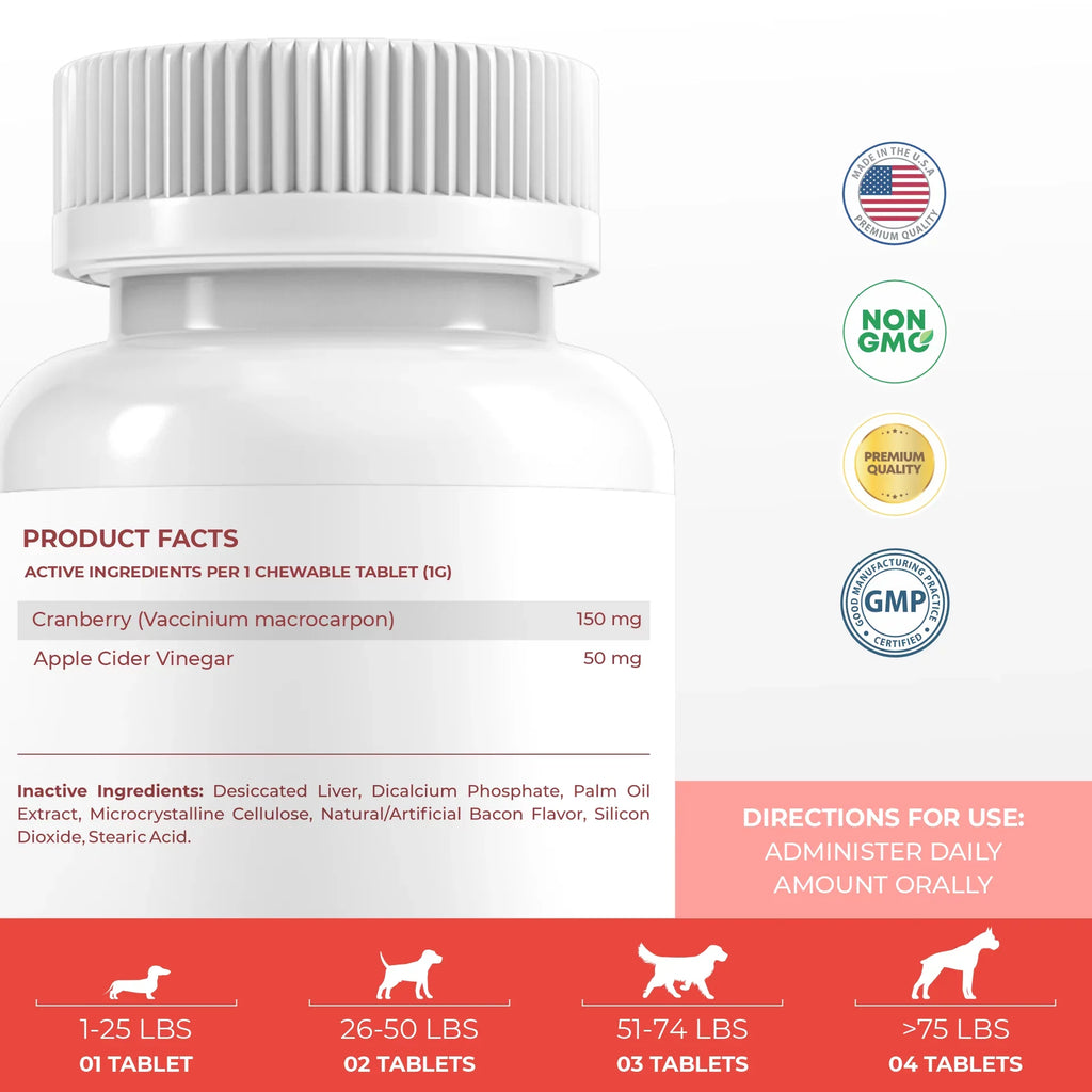 Coco and Luna Urinary Tract Support for Dogs - 300 Chewable Tablets