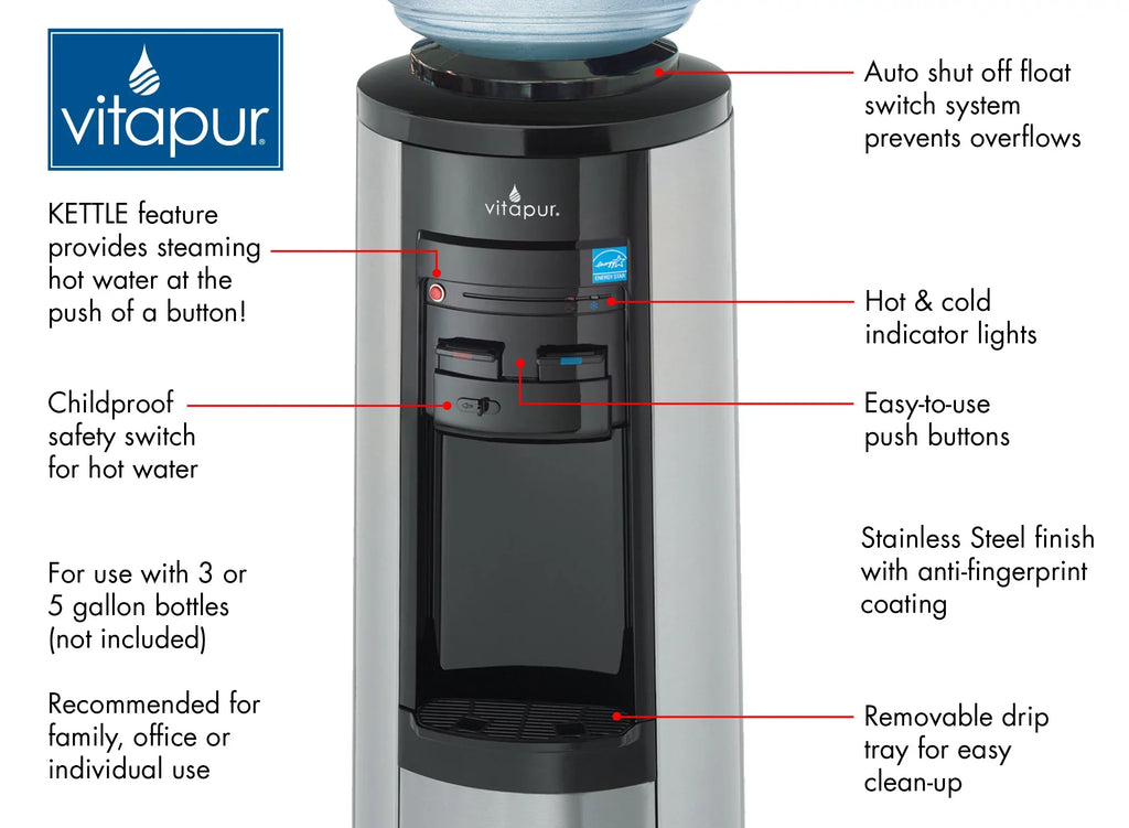 Vitapur Top Load Water Dispenser (Hot, Room and Cold) Stainless Steel