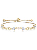 Gem Stone King 18K Yellow Gold PLatitudeed Silver White Created Sapphire Bracelet For Women Set with Moissanite (2.05 Cttw)
