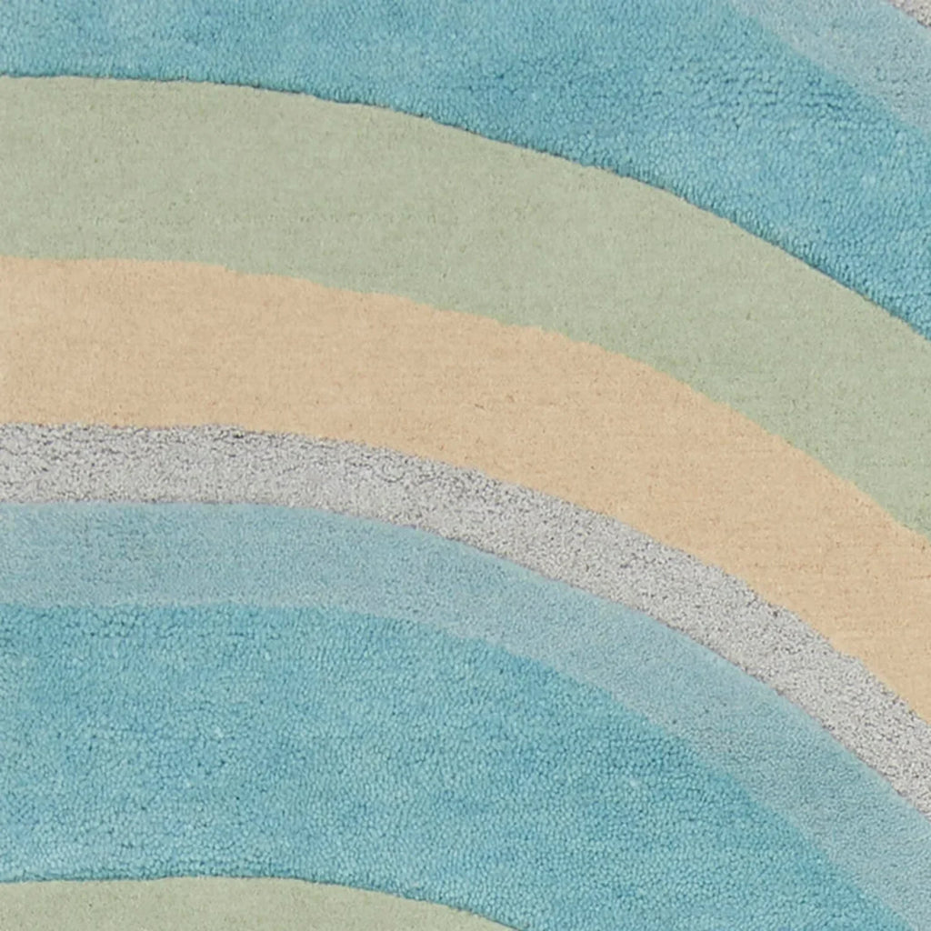 HomeRoots  8' Ocean Blue Beige Hand Tufted Abstract Waves  Runner Rug - 9'3" x 12'3"