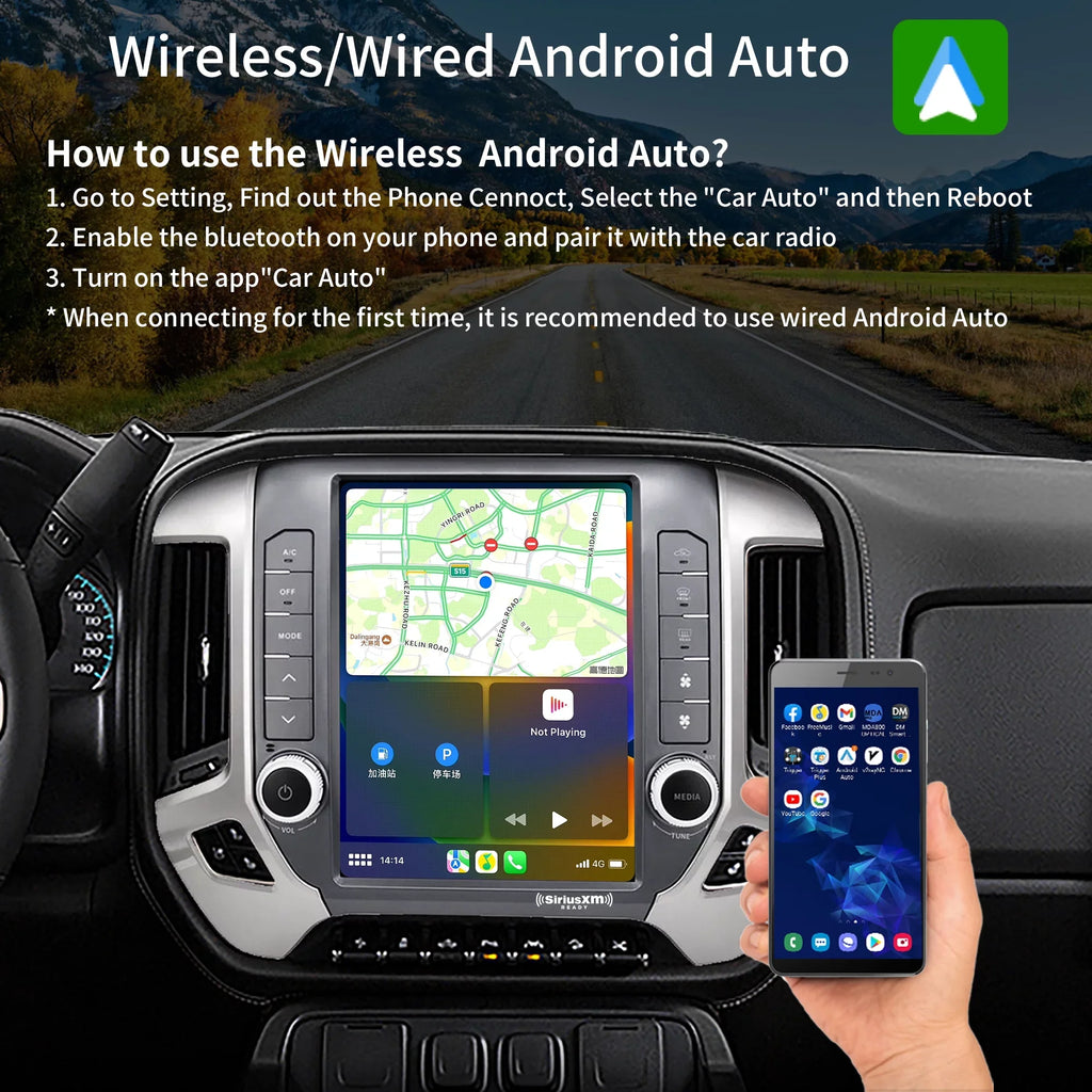 Linkswell Gen5 T-style 12.1 inch Car SirusXm Raido Stereo for Chevrolet Silverado 2014-2021 GMC 2014-2019 Touch Screen Navigator Android Truck Replacement GPS radio 4G+64G  Carplay Auto