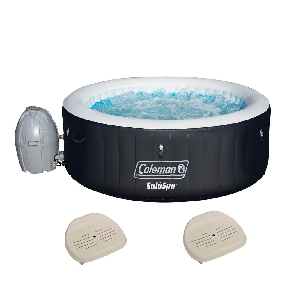 Coleman SaluSpa 4 Person InfLatitudeable Outdoor Hot Tub & 2 Seat Accessory