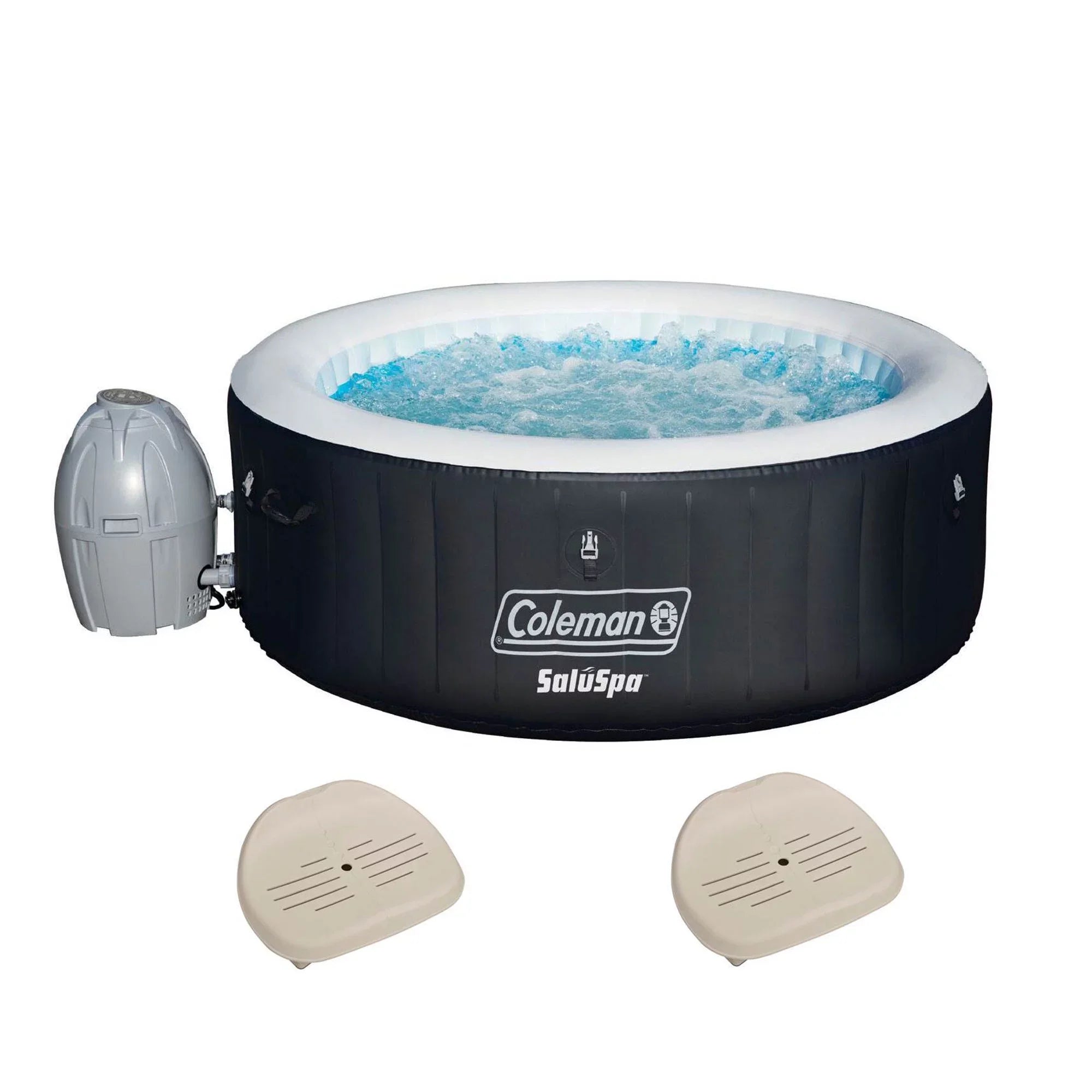 Coleman SaluSpa 4 Person InfLatitudeable Outdoor Hot Tub & 2 Seat Accessory