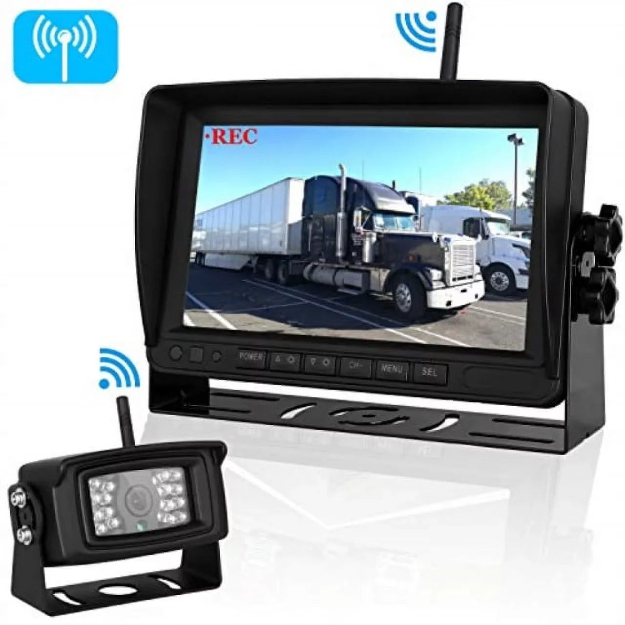 Upgraded Digital Wireless Backup Camera High-Speed Observation System for RV Truck Trailers Camper 5th Wheel with 7" Monitor Split Screen Recorder Driving/Reverse Use IP69K Waterproof Night