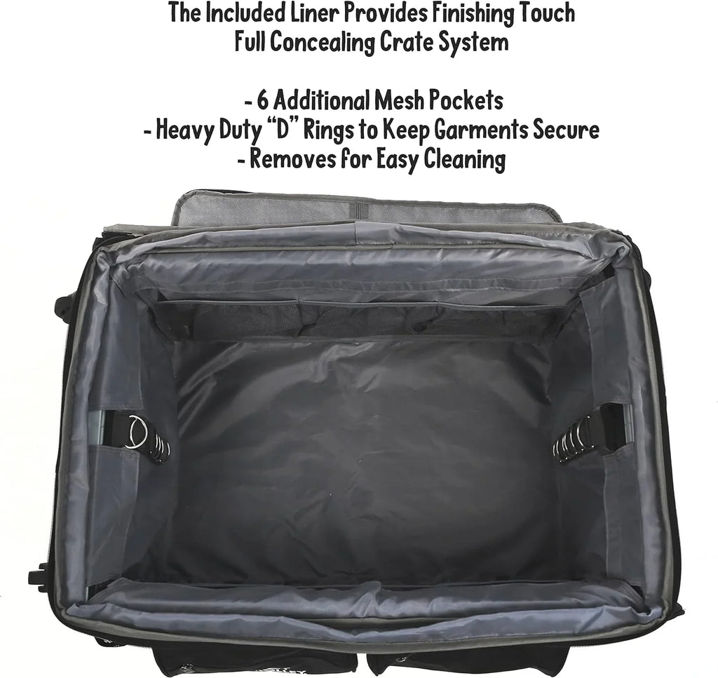 YFbiubiulife Collapsible Rolling Dance Bag w/No-Lean Garment Rack - BLACK
