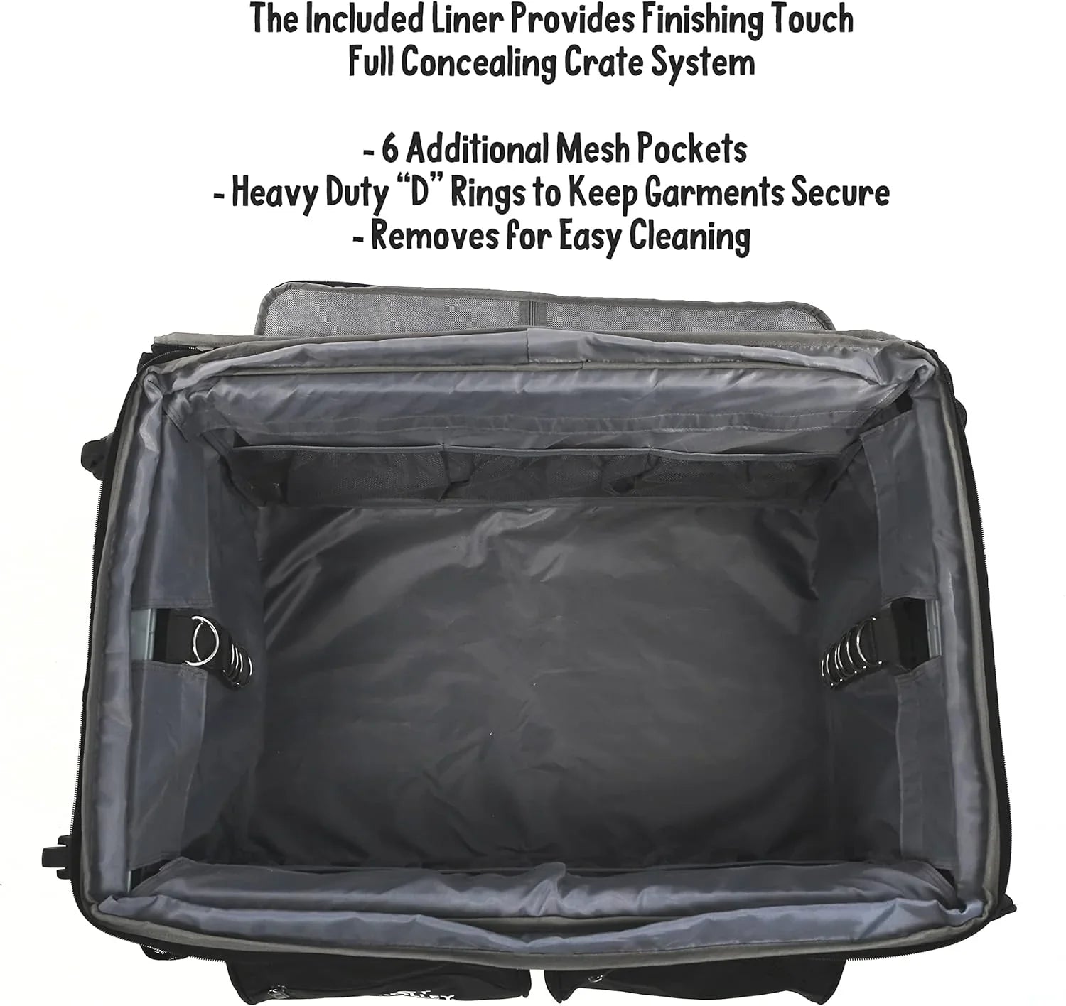 YFbiubiulife Collapsible Rolling Dance Bag w/No-Lean Garment Rack - BLACK