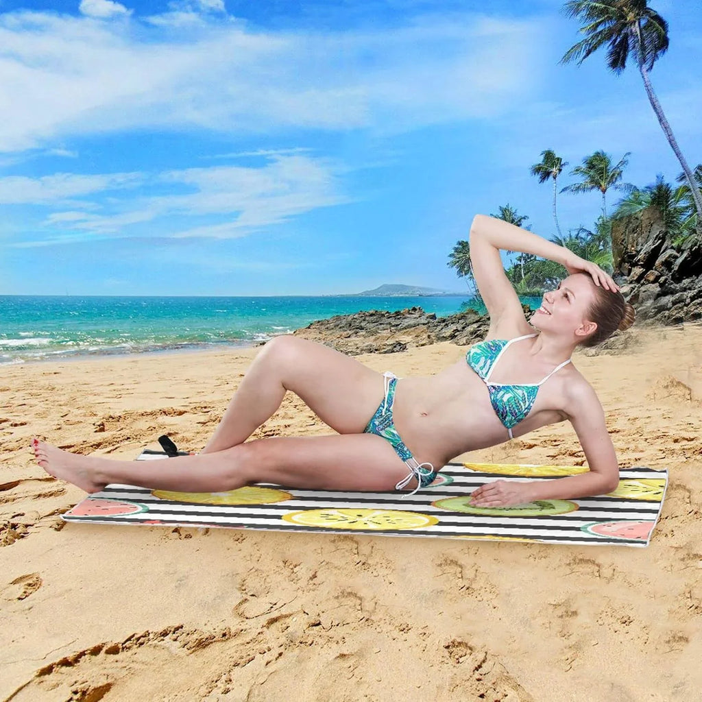 Bestwell Tropical Fruit Slice Beach Towel Oversized Towel Blanket, Thin Lightweight Microfiber Sand Free Quick Dry Towel, 30”X60” Multipurpose Pool Bath Yoga Swim Shower Towel