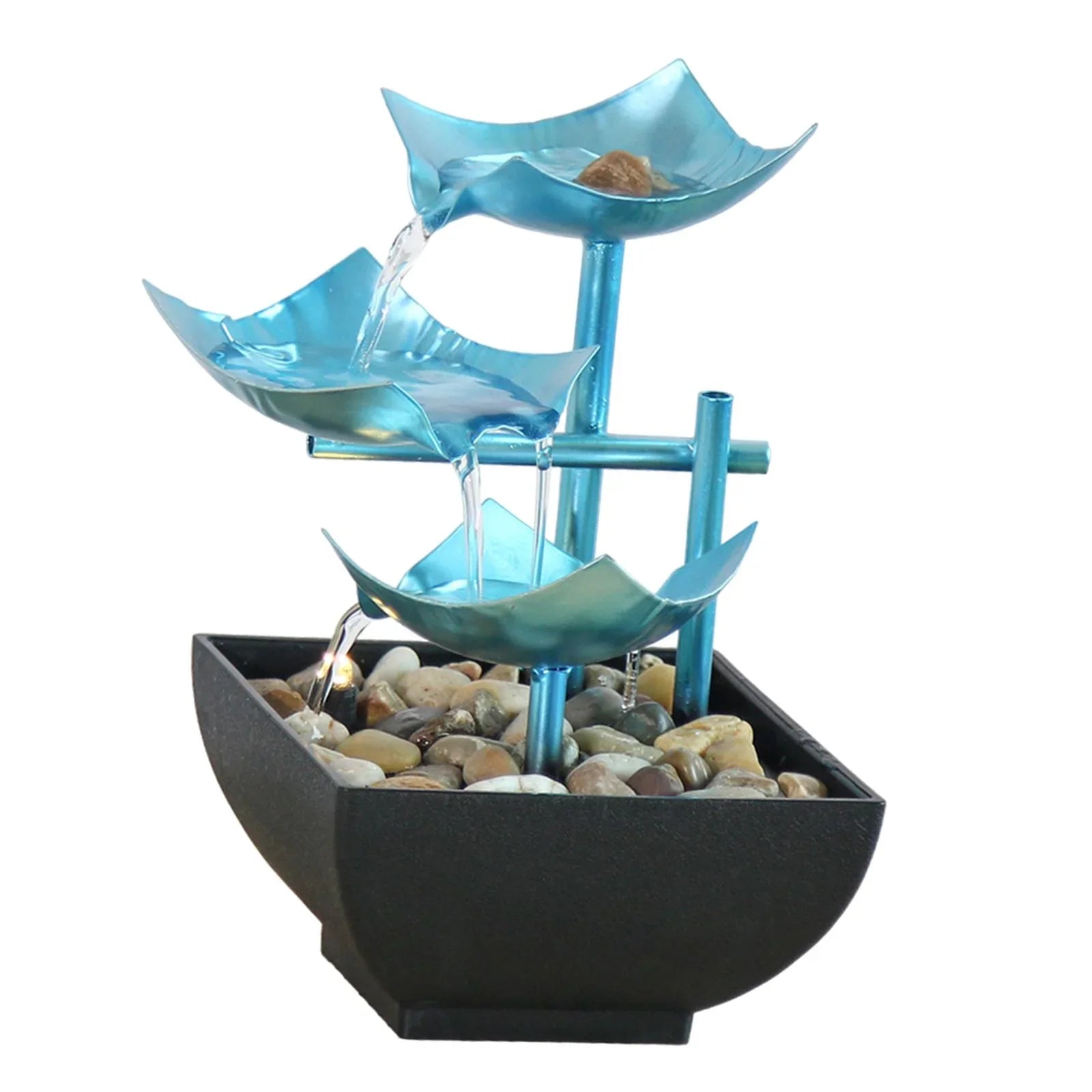 Menolana Indoor Tabletop Fountain Indoor Waterfall Fountain River Rocks Meditation Waterfall 3 Layer Fountain for Bedroom Desktop Living Room