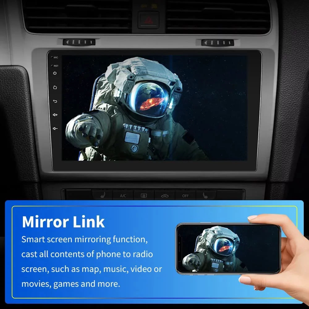2022 Android 10.1 Inch Touch Screen Double Din GPS Navigate Car Stereo Radio With Bluetooth FM, Mirror Link, Backup Camera(2+16GB)