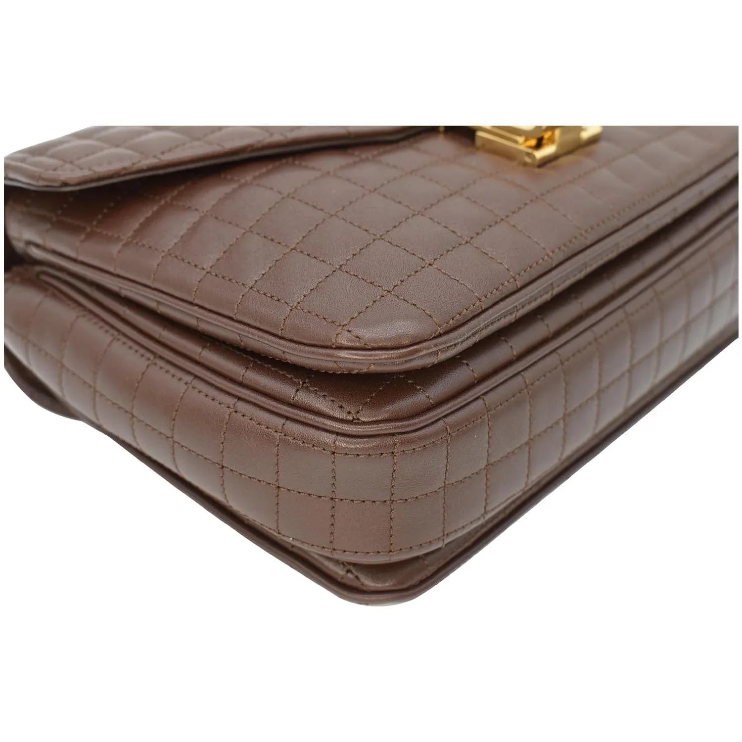Pre-owned CELINE Medium C Quilted Leather Crossbody Bag Khaki