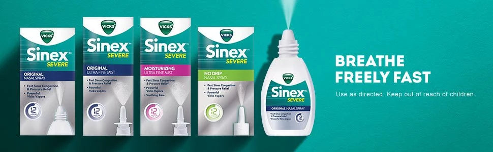 Vicks Sinex Severe Nasal Spray With Menthol 0.50 Oz, 4-Pack
