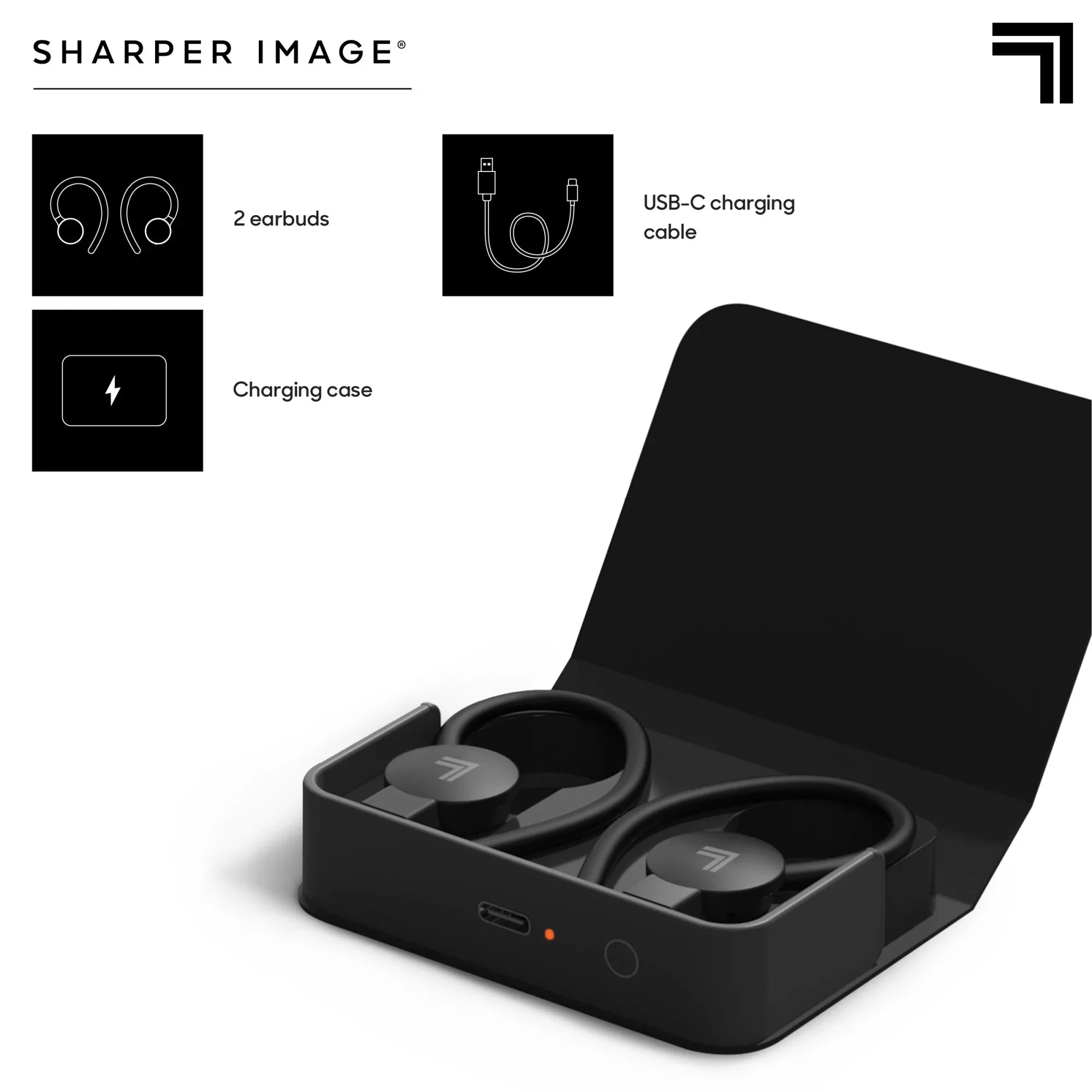 Sharper Image® SoundHaven® Sport True Wireless Bluetooth Earbuds with Qi Charging Case, Black