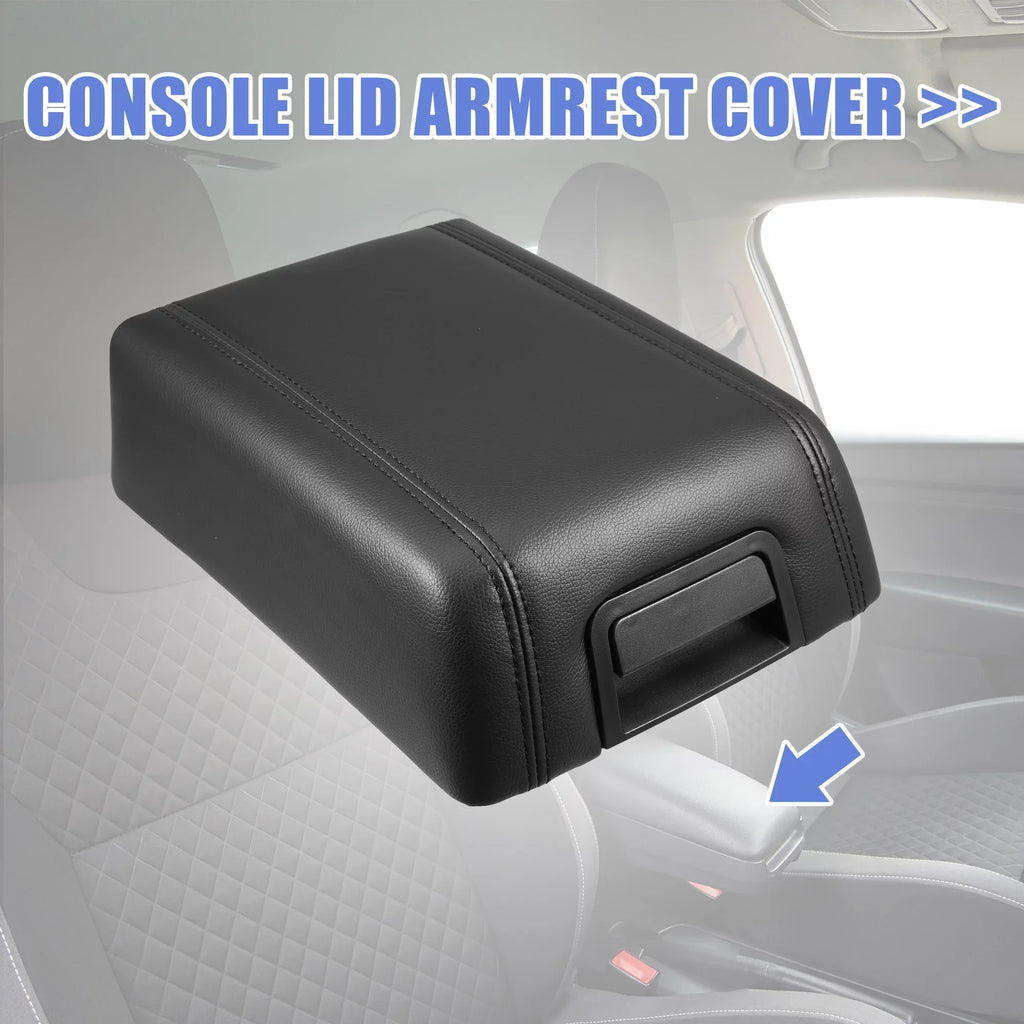 Car Center Console Lid Armrest Seat Box Cover Protector for Ford F-150 2004-2008 Faux Leather Black