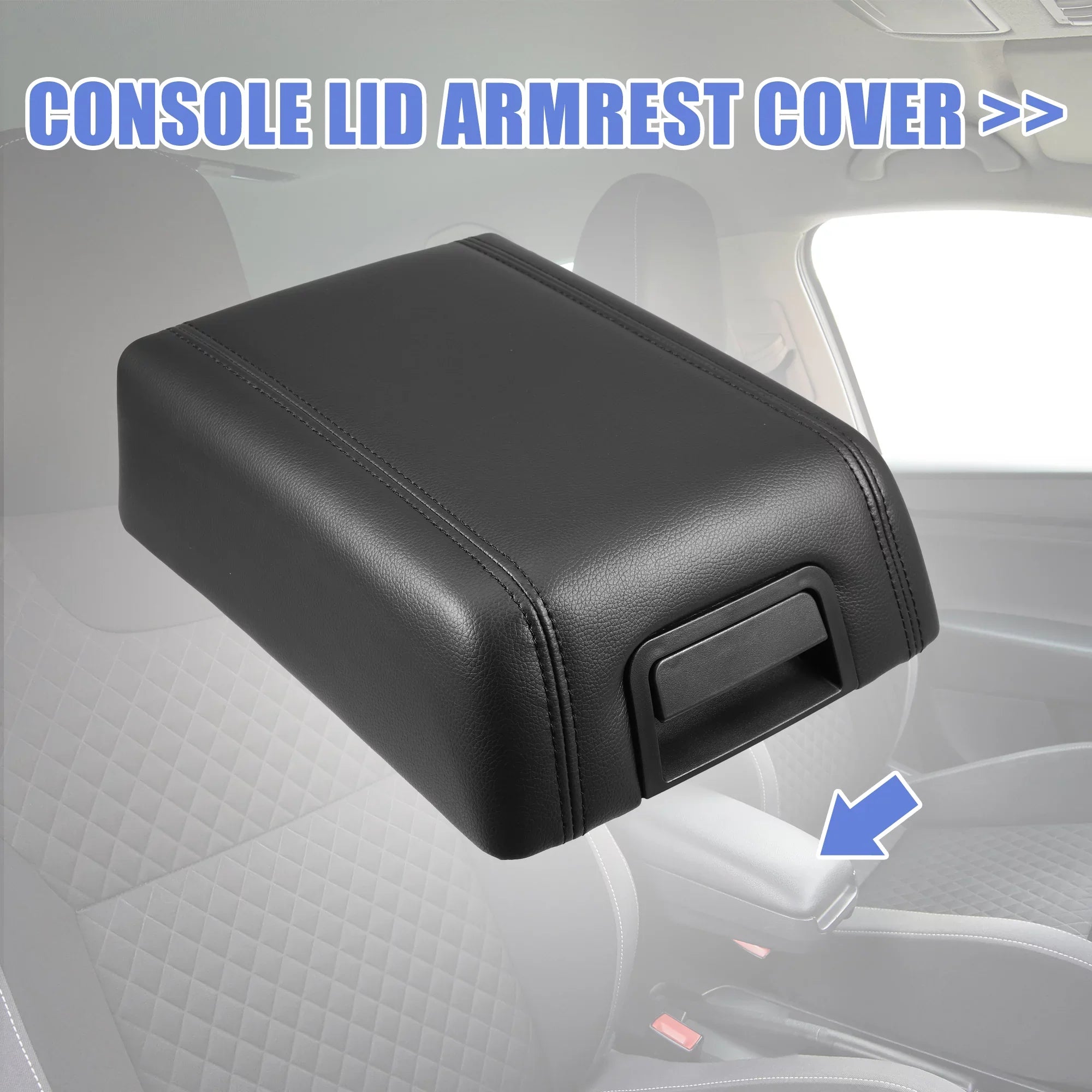 Car Center Console Lid Armrest Seat Box Cover Protector for Ford F-150 2004-2008 Faux Leather Black