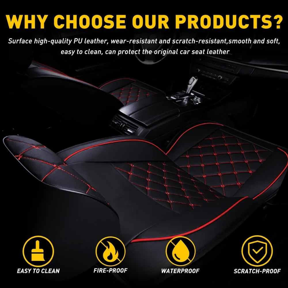 Car Seat Covers Full Set Silverado GMC Sierra Fit for 2007-2023 1500/2500 HD / 3500 HD Crew,Double,Extended Cab or Pickup Truck(Full Set, Black-Red)