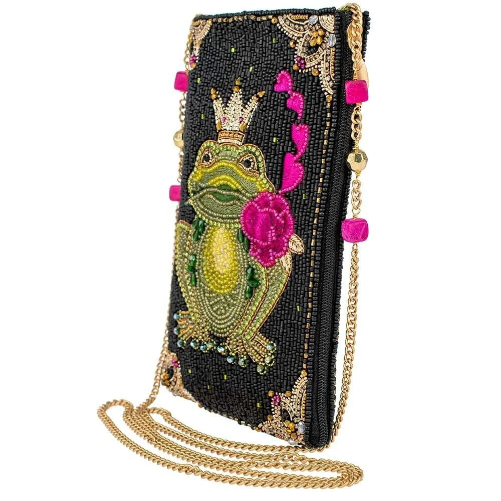 Mary Frances Kiss Me Beaded Frog Prince Crossbody Phone Bag Multi Handbag New