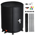 Portable Rain Barrel Water Collector Tank with Spigot Filter Black 50 Gallon