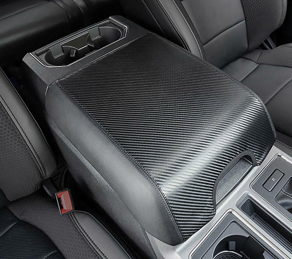 Teledu Leather Center Console Armrest Cover Pad Protector F150 Carbon