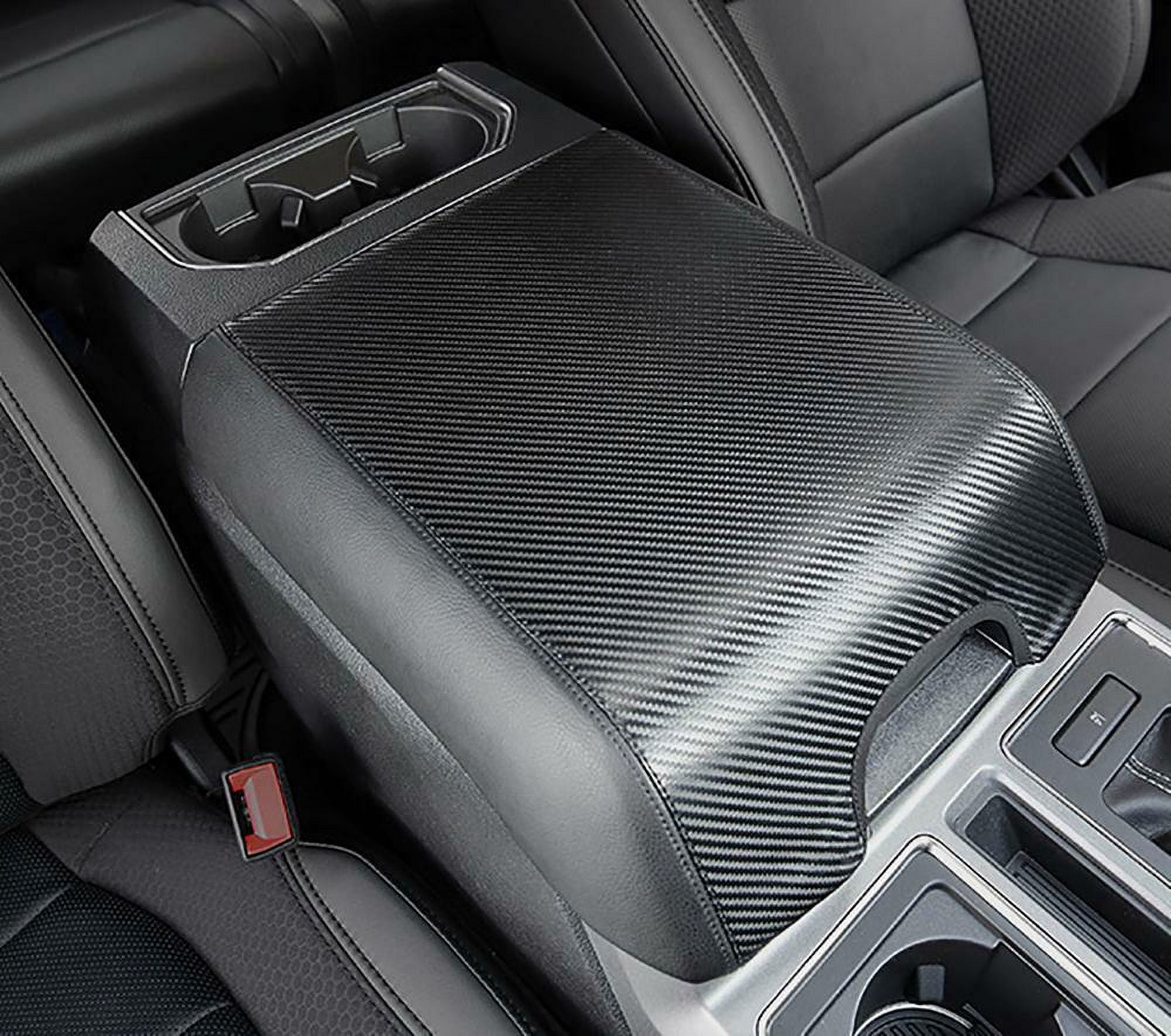 Teledu Leather Center Console Armrest Cover Pad Protector F150 Carbon