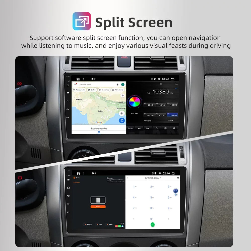 For 2011-2014 Toyota Sienna Radio, Roinvou Android Wireless CarPlay Car Stereo with Android Auto 9 Inch Touch Screen Bluetooth Car Radio Support Mirror Link GPS WiFi 2+32G