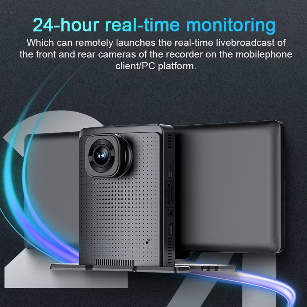 Tickas Multi-language Dual Lens Car Video Recorder Auto Dash Cam Car Recorder Night Viewing 10.26in DVR 170 Degree Wide Angle Car Global Positioning System Navigation Camcorder