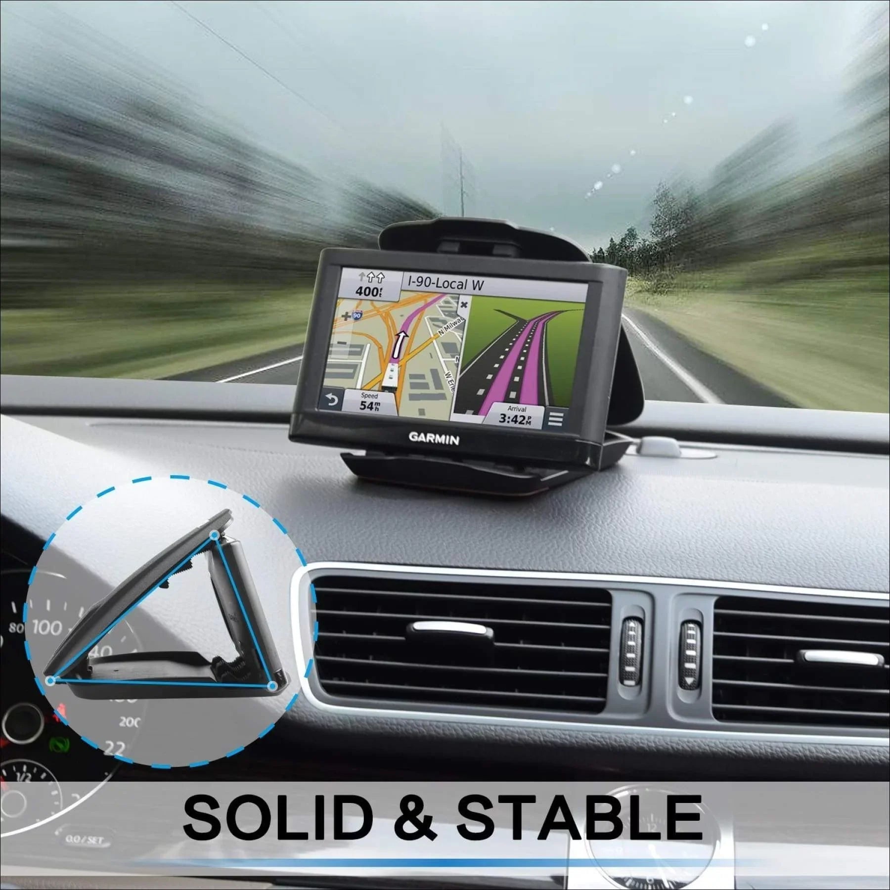 GPS Dash Mount Matte Black Dock for Garmin Nuvi Drive Dezl Drivesmart, Tomtom, Magellan Roadmate, Rand McNally, Navman, Cell Phone - Car Adhesive Non-Slip Dashboard Replacement Holder for Satnav