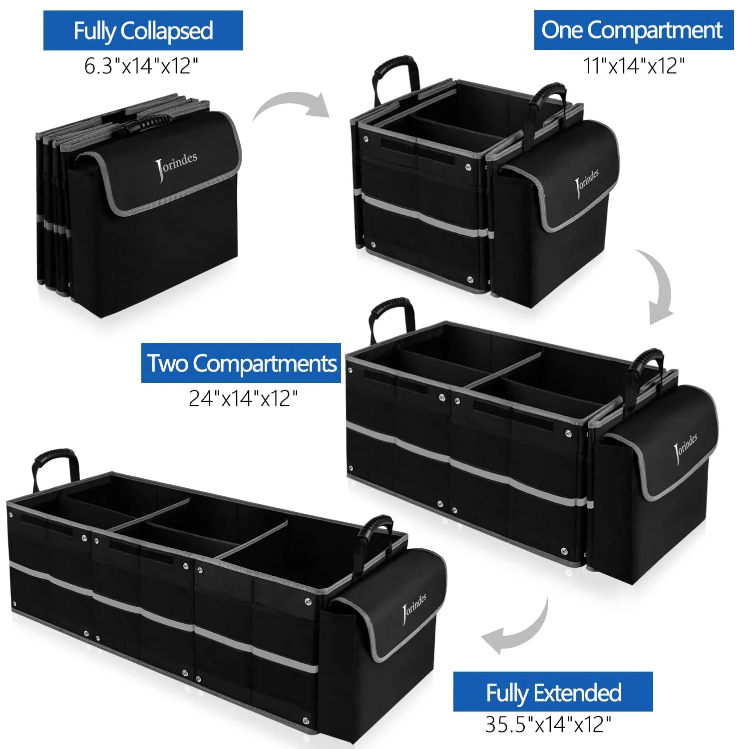 Trunk Organizer for Car with InsuLatitudeed Leak proof Cooler Bag, Collapsible Waterproof Car Organizer 3 Compartments Suitable for Vehicle Sedan, Suv, Truck,Van
