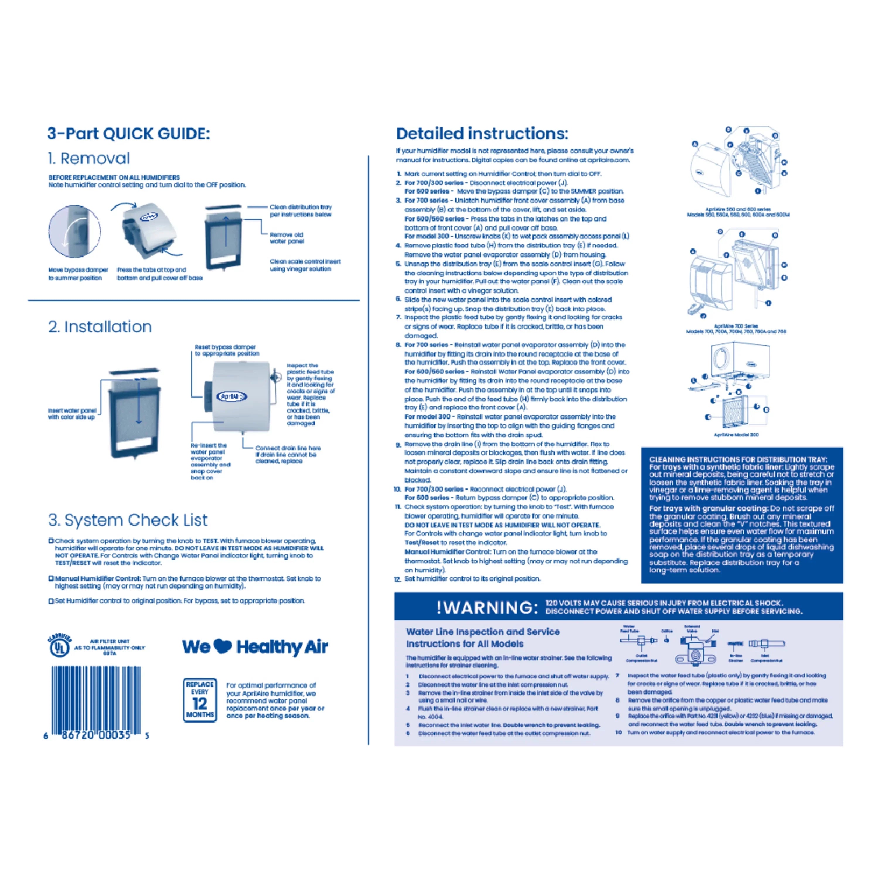 AprilAire 35 Replacement Water Panel for AprilAire Whole-House Humidifier Models 350, 360, 560, 560A, 568, 600, 600A, 600M, 700, 700A, 700M, 760, 760A, 768 (Pack of 2)