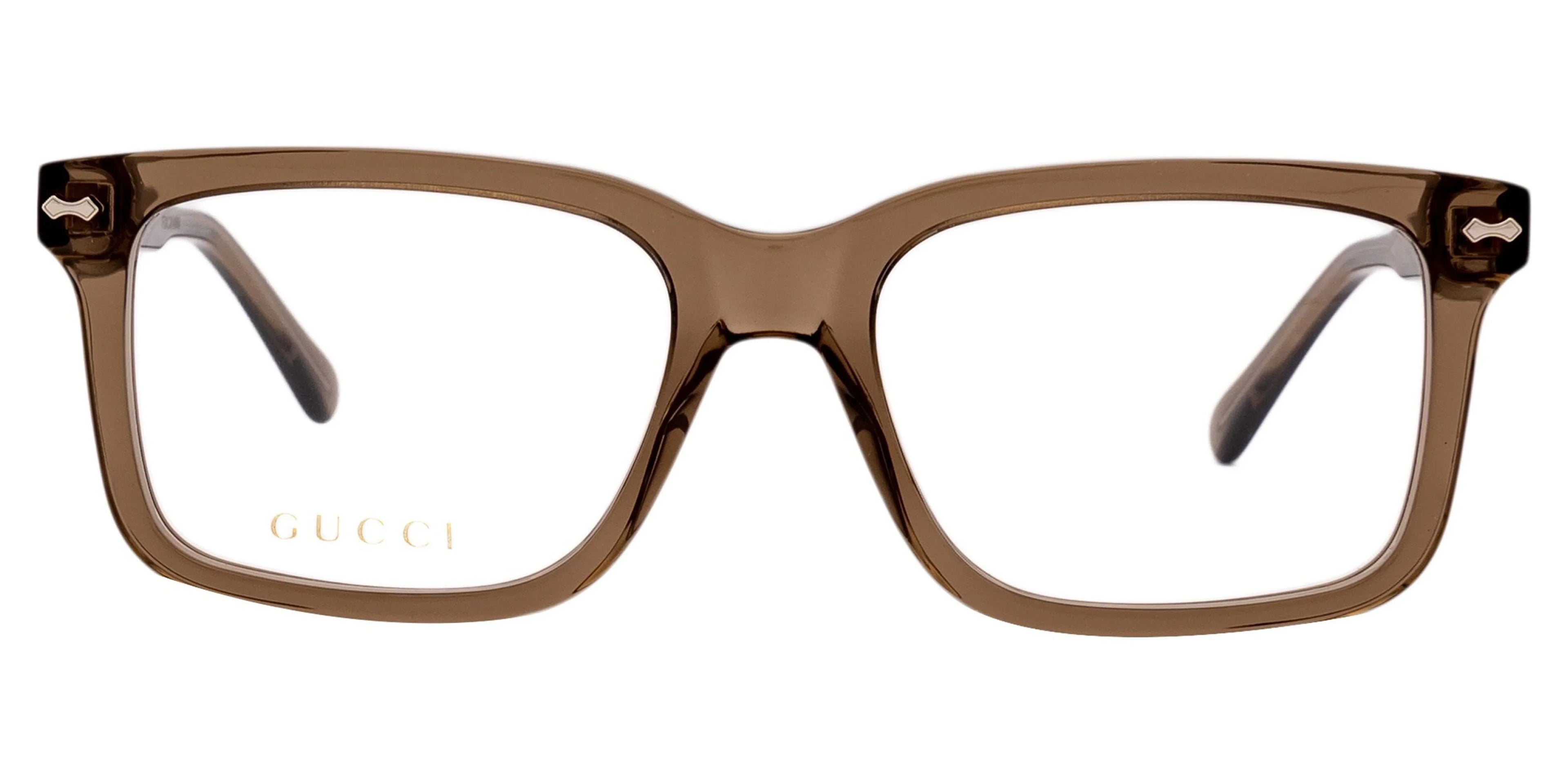 GUCCI GG0914O 002 Rectangular Squared Brown Demo Lens 54 mm Men's Eyeglasses
