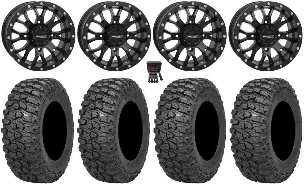 System 3 ST-3 Black 15" Wheels 32" Trail Saw 2.0 Tires Can-Am Commander Maverick Renegade Outlander Defender