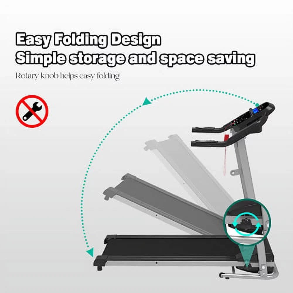 Folding Treadmill for Small Apartment, Electric Motorized Running Machine for Gym Home, Fitness Work