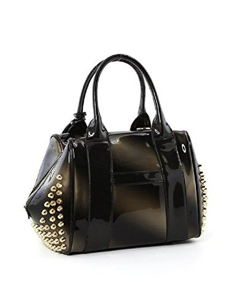 2Chique Boutique Women's Patent Leather Satchel with Side Studs