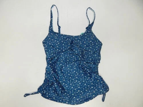 prAna Melody Size Small (S) Scoop Neck Shirred Tankini Top Deep Indigo Cha Cha
