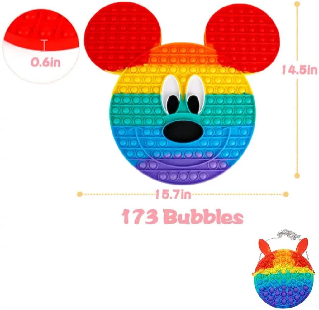 Large Red Rainbow Mouse Popits with Matching Popits Handbag, Perfect Gifts for Women and Teens
