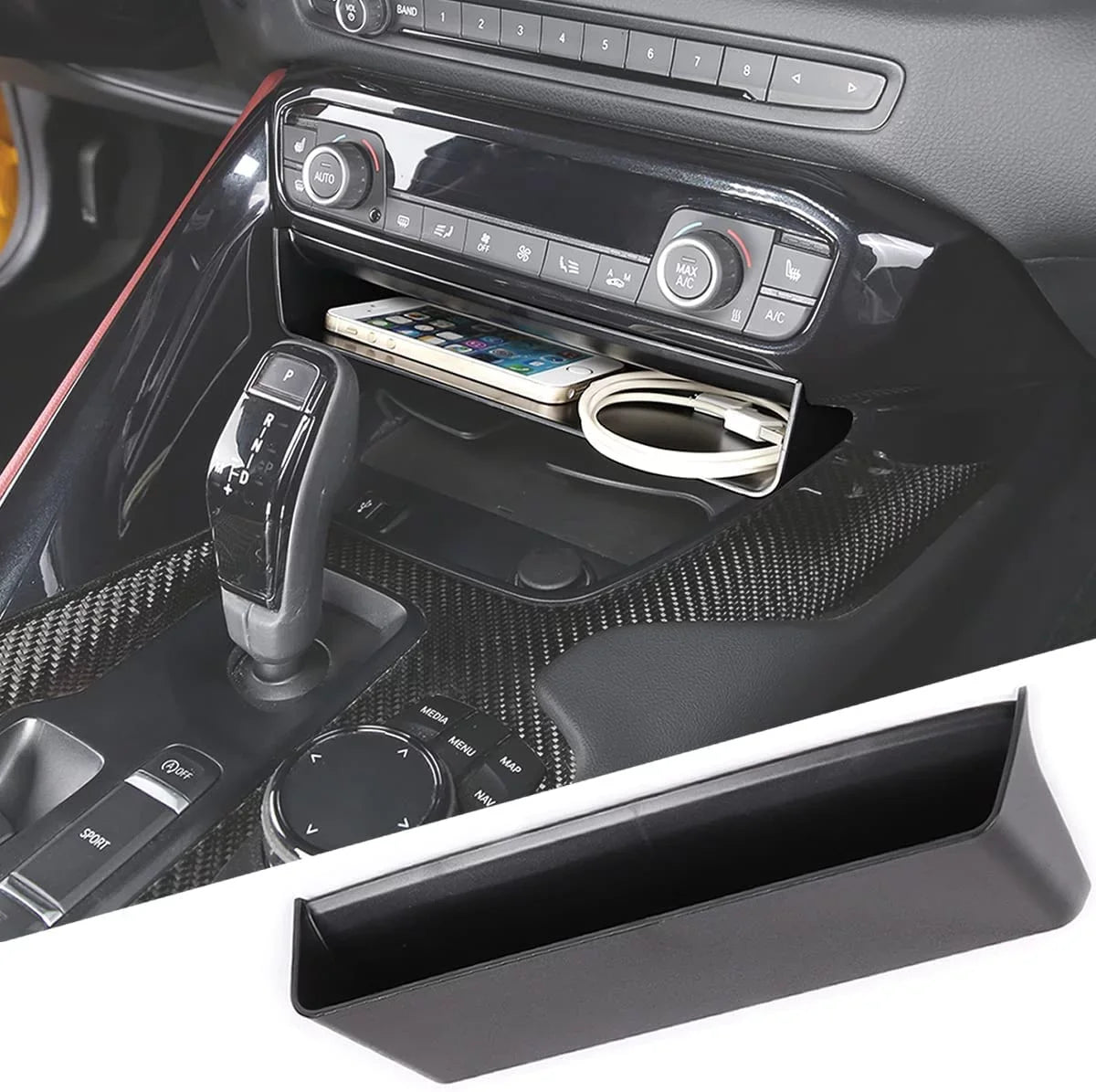 TINKI Suiatable for Toyota Supra GR A90 A91 MK5 2019-2022 Center Console Storage Box, ABS Console Storage Tray Organizer, Auto Interior Storage Accessories, 1PCS, Black