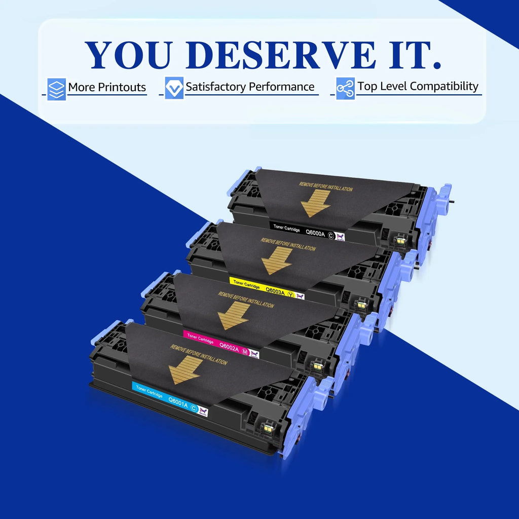HaloFox Compatible For 4 Pack BCMY Q6000A - Q6003A Toner Lot For  Color LaserJet 1600 2600N 2605DN 2605DTN Printer