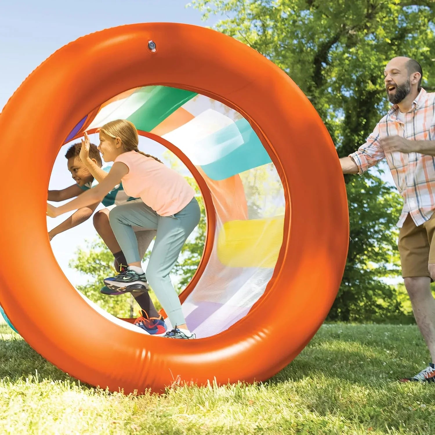 Hearthsong Roll With It 2.0 Giant InfLatitudeable Ball Roller Big Wheel with Mesh Interior