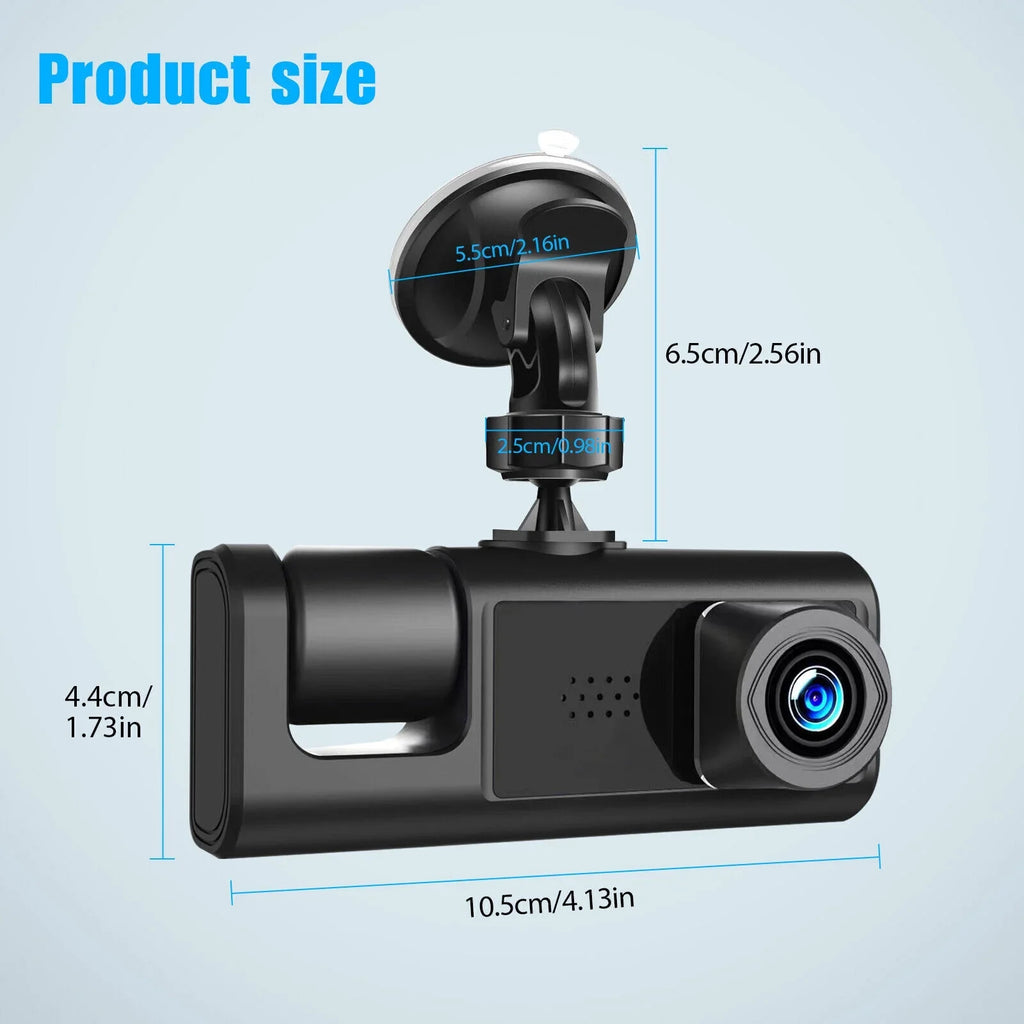 HD 1080P Car Dual Dash Cam,  Front/Rear/Inside Dual Lens Dash Camera,  Video Recorder Camera with G-sensor