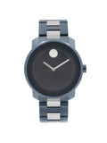 Movado Bold 42.5mm Blue Ion PLatitudeed Stainless Steel Quartz Mens Watch 3600422