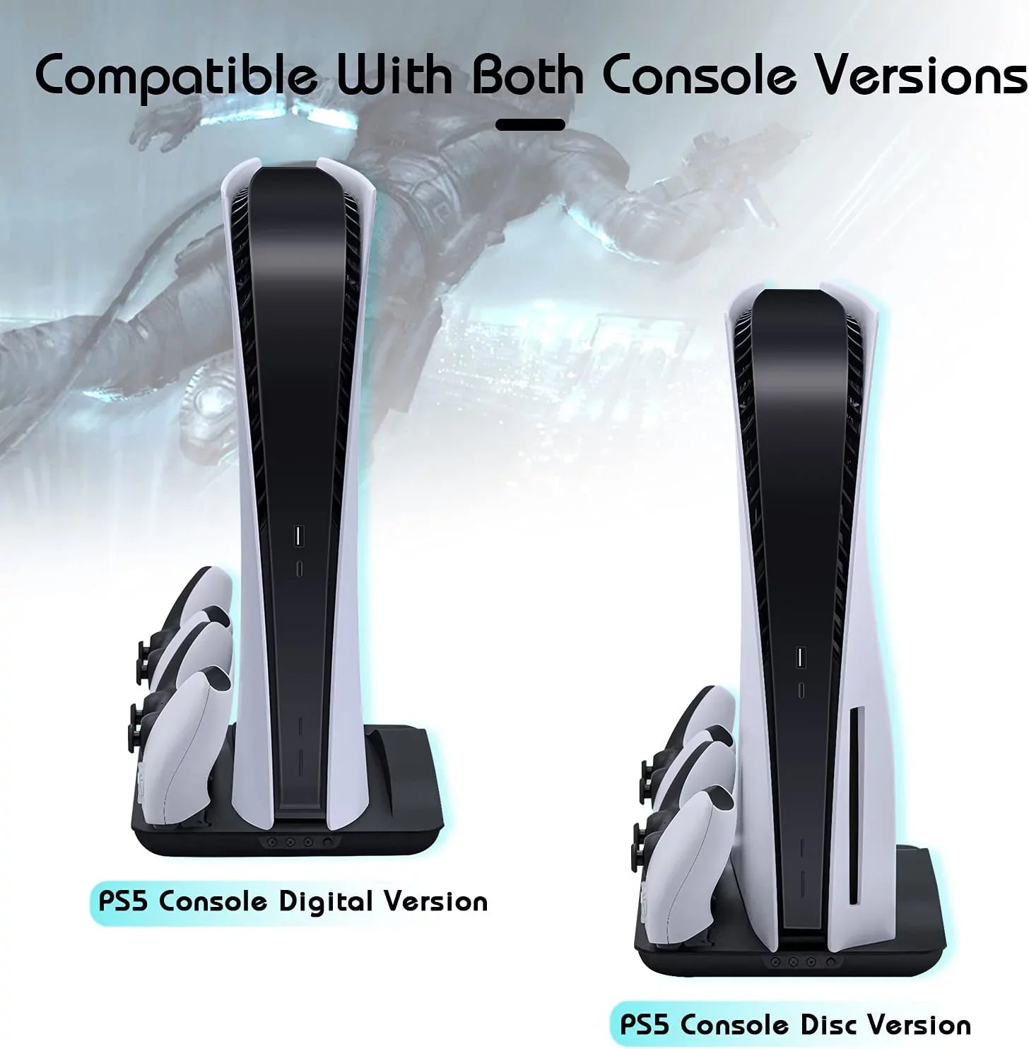 Cooling Fan and Dual Controller Charger Station for PS5 Console, Cooler Station and Charging Dock with Extra USB Ports for Playstation 5 UHD and Digital Edition
