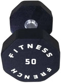 French Fitness Urethane 8 Sided Hex Dumbbell 50 lbs - Single (New)