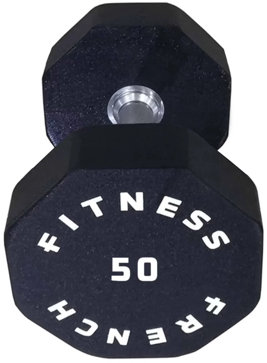 French Fitness Urethane 8 Sided Hex Dumbbell 50 lbs - Single (New)