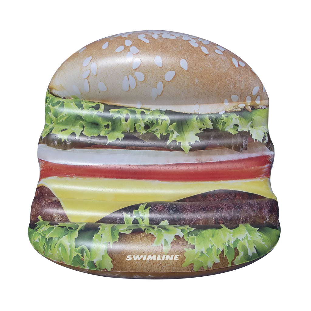 InfLatitudeable Brown Cheeseburger Deluxe Island Swimming Pool Float 60-Inch