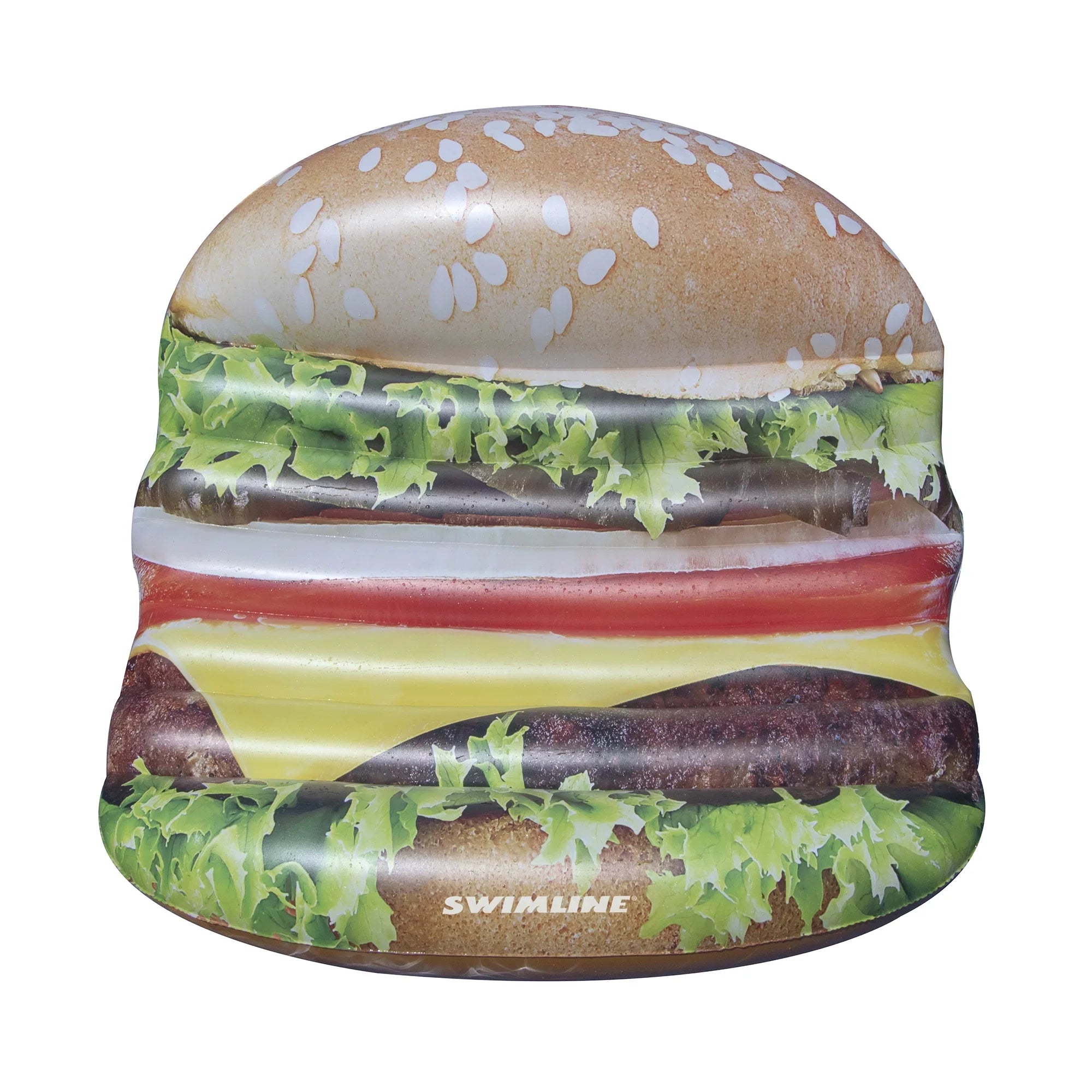 InfLatitudeable Brown Cheeseburger Deluxe Island Swimming Pool Float 60-Inch