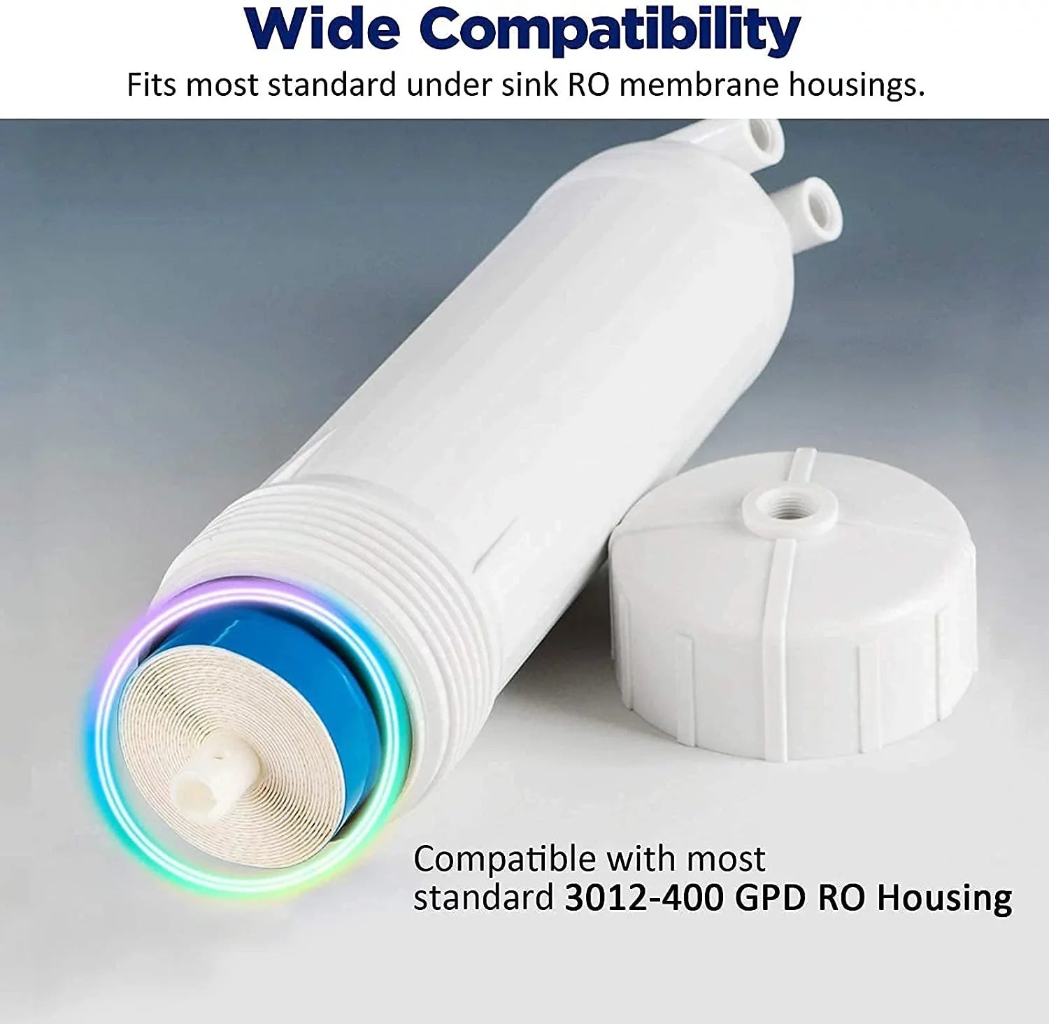 Reverse Osmosis Housing 3012 with 400GPD RO Membrane Water Filter Cartridge, with 1/4" Quick Connector, 3/8" Fitting, Wrench Set