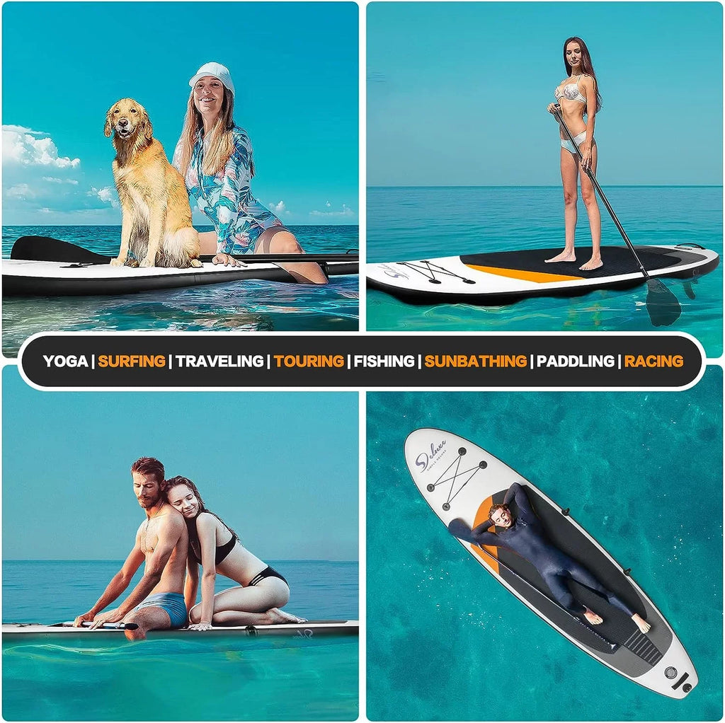 KEHOMY InfLatitudeable Stand Up Paddle Board – Simple Deluxe Premium SUP for All Skill Levels,for Youth & Adults, Blow Up with Accessories & Backpack, Surf Control, Black